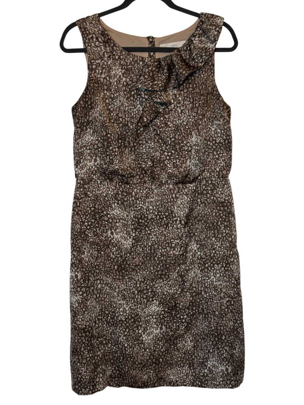 LOFT Brown Sleeveless Fit & Flare Dress Size 12